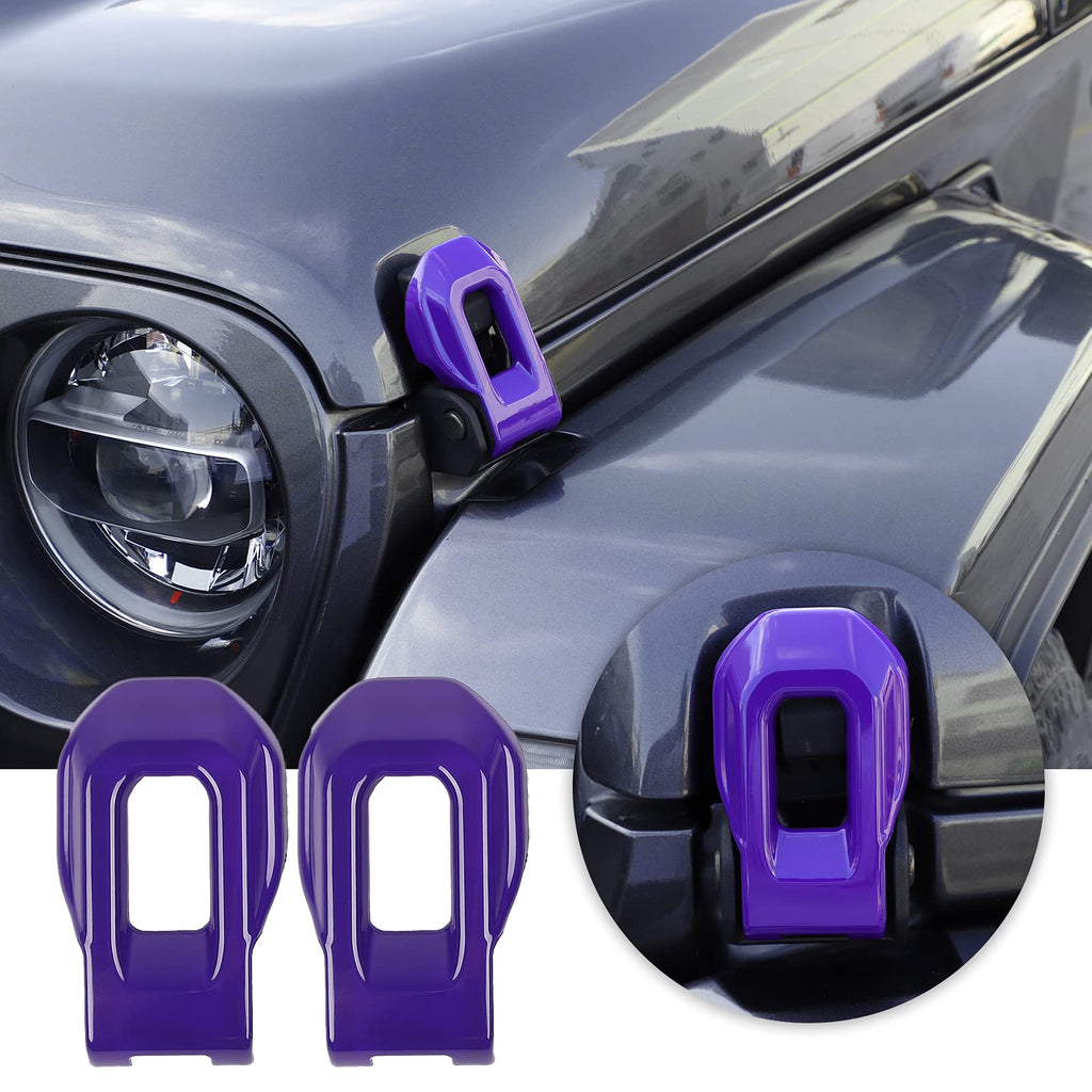 Voodonala for Jeep JL ABS Hood Latches Engine Buckle Bonnet Fastener Engine Cover Decor Trim Protction Cover for 2018-2024+ Jeep Wrangler JL JLU Gladiator JT Exterior Accessories Purple 2pcs