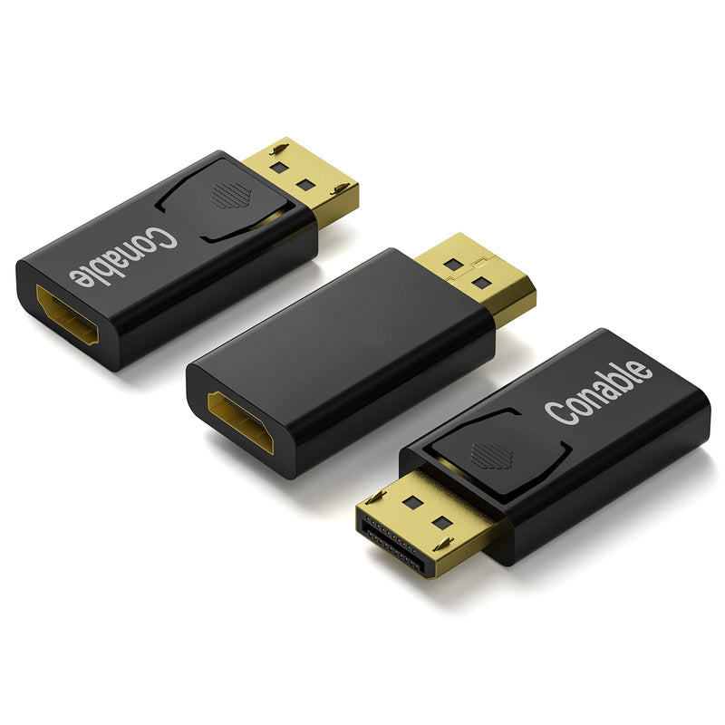 DisplayPort to HDMI Adapter 3 Pack, 4K Uni-Directional Gold Plated DP PC to HDMI Monitor, Male to Female Converter, Compatible with DisplayPort Source Devices DP to HDMI Adpater