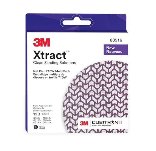 3M Xtract Cubitron II Mesh Sanding Disc 710W 127mm x NH Purple | The 500X Multipack, Precision Molded Ceramic Grain for Metal, Wood, Paint, Primer, Fillers, 12 Pack 127 Millimeter