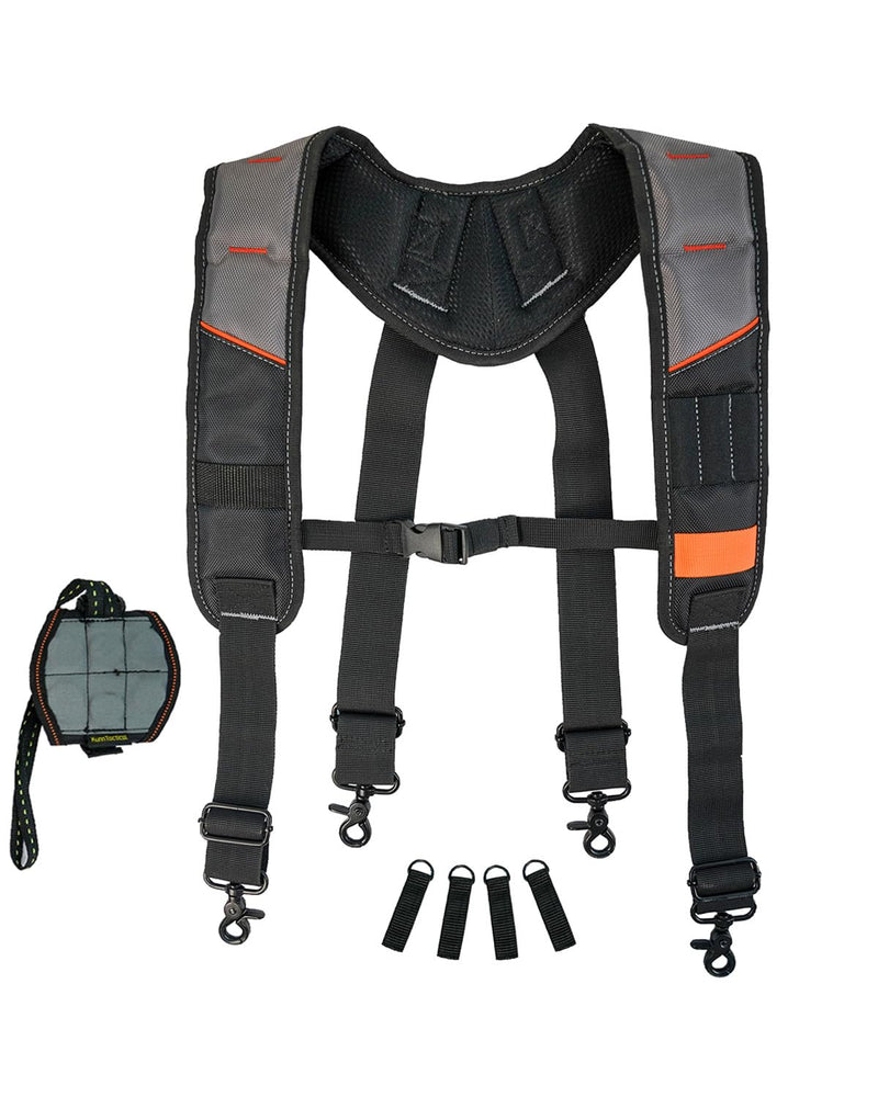 KUNN Tool Belt Suspender with Magnetic Wristband for Framer Carpenter Electrician Tool Belt(Gray Color) SW001A-Gray