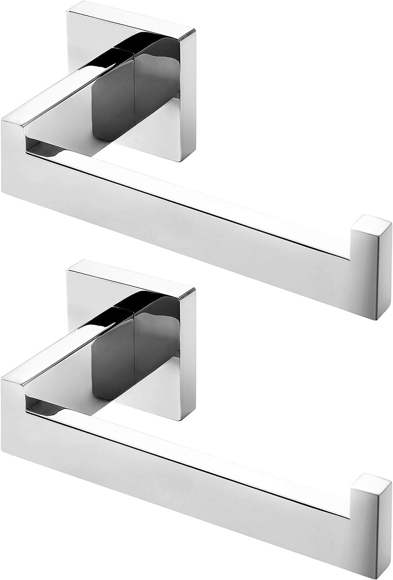 HITSLAM Chrome Toilet Paper Holder Premium 304 Stainless Steel Square Toilet Roll Holder for Bathroom Rustproof Wall-Mounted 2 Pack Chrome-2pack Standard