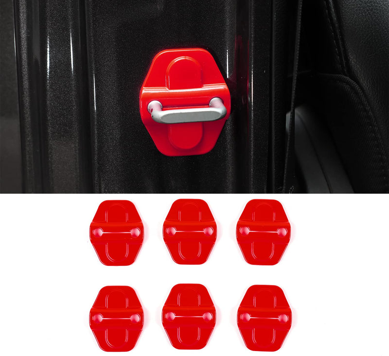 Voodonala for JL Door Lock Cover Buckle Decor Trim for 2018-2024 Jeep Wrangler JL JLU, for Jeep Gladiator JT 2020 2021, ABS Exterior Accessories, 6PAC,Red Red