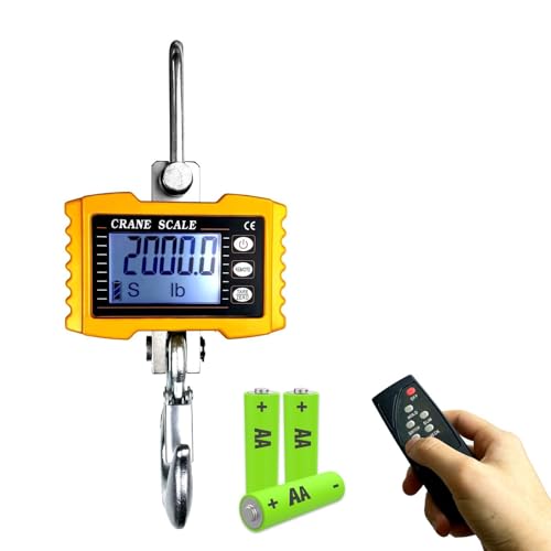 YATOINTO 2200lb Digital Crane Scale High Precision Heavy Duty Industrial Hanging Scale with Remote Control Aluminum Case CE Certified Electronic Weighing Crane Scale, for Garage Farm Hunting Fishing S-2200LBS-Yellow