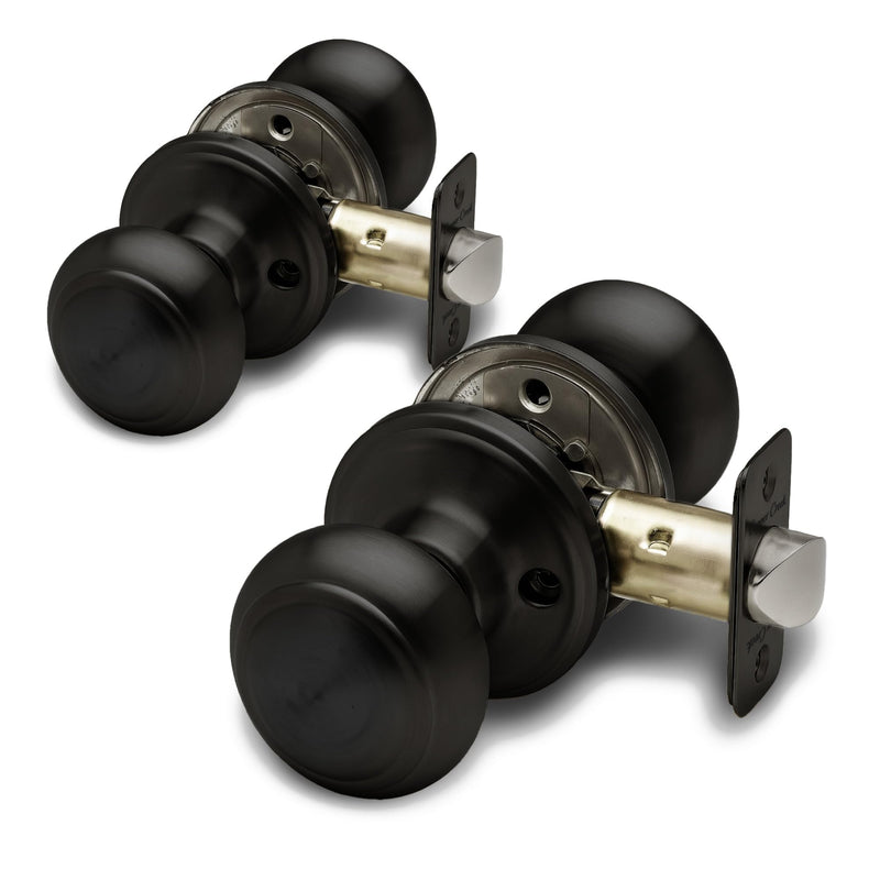 Copper Creek Colonial Passage Interior Door Knob – ANSI Grade-3 Certified, Modern Heavy Duty Handle, Easy Install and Reversible for Bedroom, Bathroom and Closets – Matte Black (2 Pack) 2 Pack