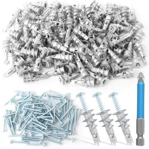 240pcs Zinc Self-Drilling Drywall Anchors, Anchor and Screw Combination with Cross Groove Drill Bit, Heavy Duty Metal Wall Anchors with Self-Tapping Screws 13x32mm 240