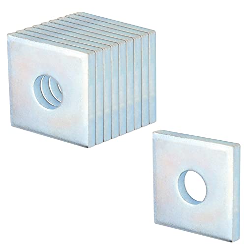 10 Pack Square Plate Washers for 5/8" Bolt, 2" x 2",7/32" Thick