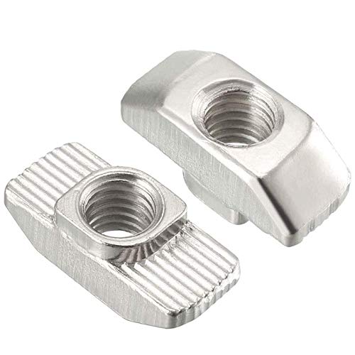 100 Pcs 4545 Series M6 T Nuts, T Slot Nut Hammer Head Fastener Nut, Nickel Plated Carbon Steel Nut for Aluminum Profile (4545 Series M6) 4545 Series M6(100 Pcs)