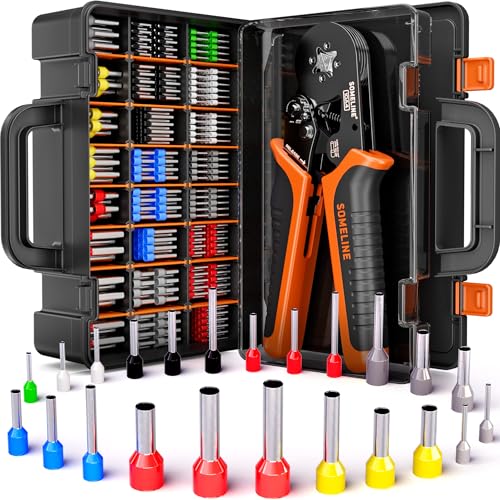 SOMELINE Ferrule Crimping Tool Kit, AWG 24-8 with 23 Sizes Wire Ferrules 23 Sizes Crimp Tool Set