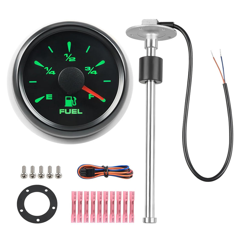 KAOLALI Fuel Sending Unit 240~33ohm 10''(250mm) Marine Fuel Gas Tank Sender + 52mm Digital Motorcycle Fuel Meter 0~190 ohm 240~33ohm
