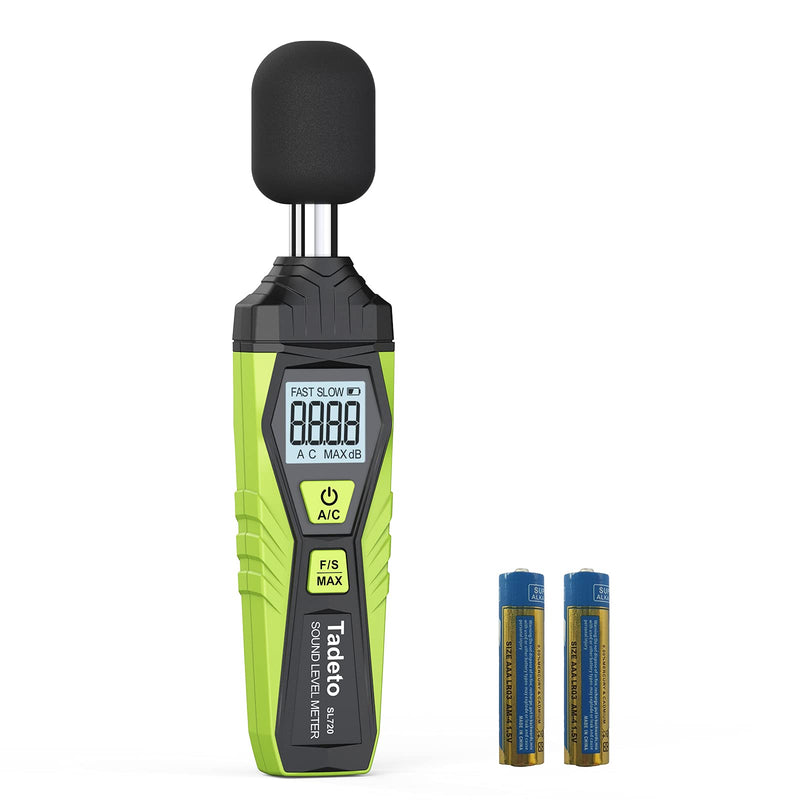 Decibel Meter, Tadeto Digital Portable Sound Level Meter 30 dB to 130 dB with LCD Display A/C Weighted for DIY Shops Green