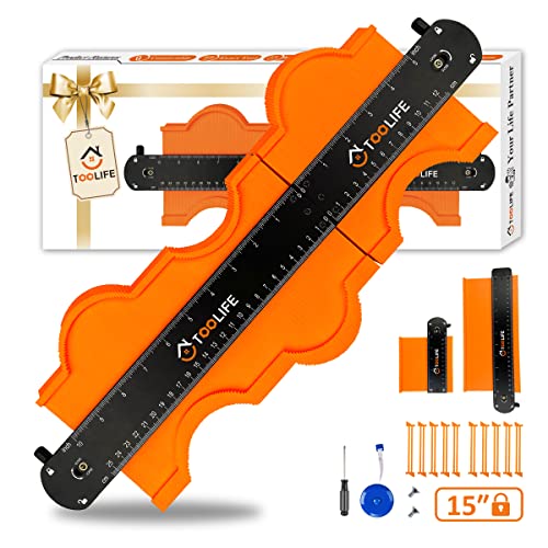 TOOLIFE Connectable Contour Gauge with Lock, Stocking Stuffers，Gifts for Men Him Husband Dad,Woodworking Tools for Flooring， Cool New Measuring Tool for odd Shape, Christmas Gifts Anniversary Birthday 15 INCH-CONNECT