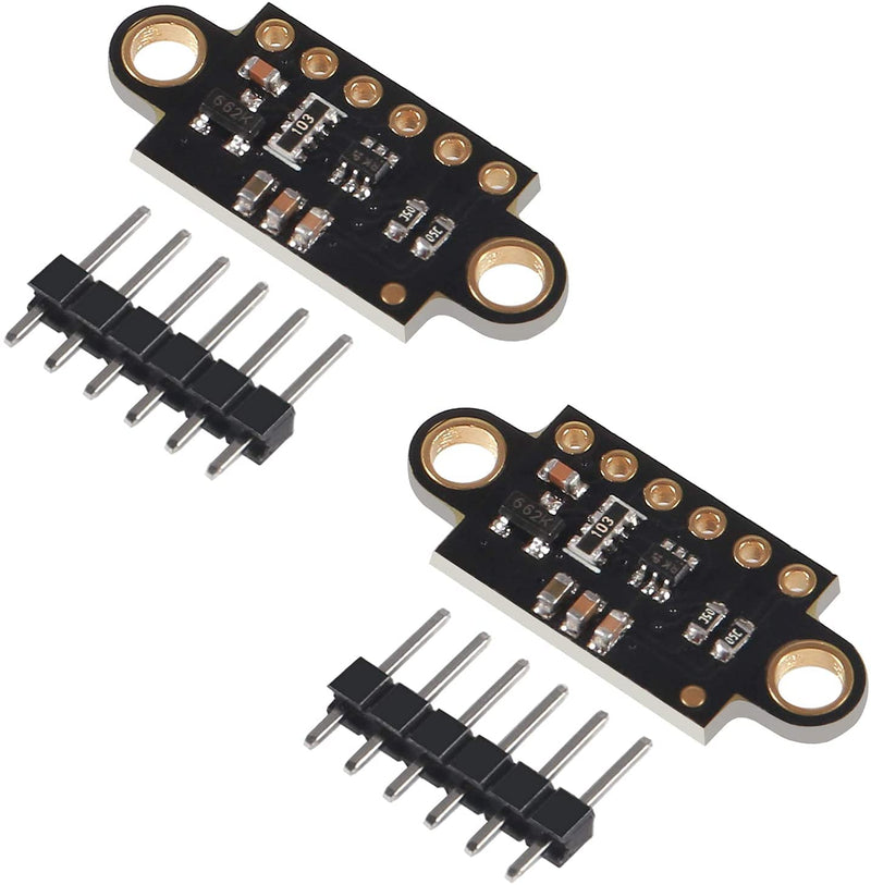 2 x VL53L0X Time-of-Flight (ToF) Laser Ranging Sensor Breakout 940nm VL53L0X V2 Laser Distance Module I2C IIC (Black) black