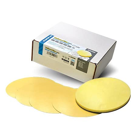 Eagle Abrasives Yellow-Film 6 inch Topcoat Finishing Discs, SP77886, P800 - P2000, No Holes, 50 Discs + Interface Pad 6" w/ No Holes Starter Kit