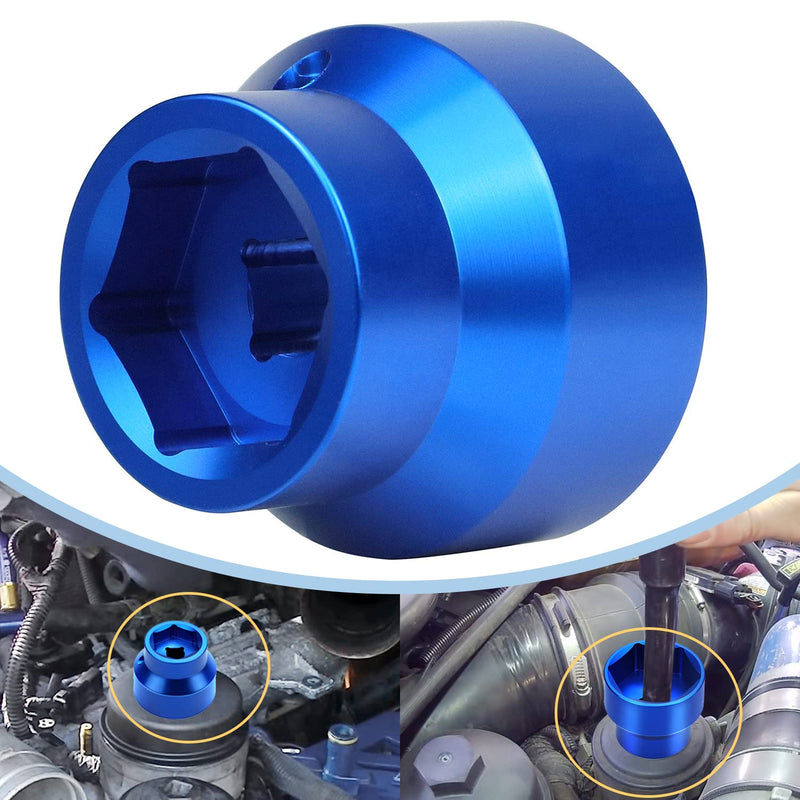 Oil Filter Socket 24mm / 36mm Reversible Fuel Filter Cap Remover and Installer Assistant Compatible with 6.0L / 6.4L Ford Powerstroke Diesel 2003-2010 (blue)