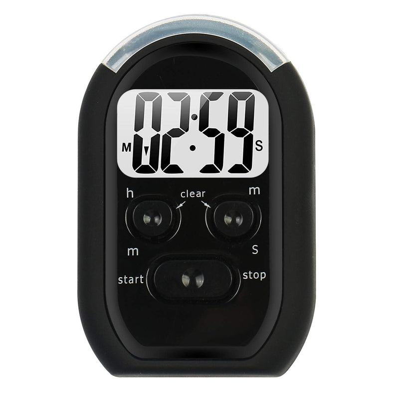 3 in 1 Kitchen Timer with Vibration, Flasher and Beeper for Cooking, Baking, Sports, Games, Yoga, Study, Meditation, Office 2.8X2.0 Black