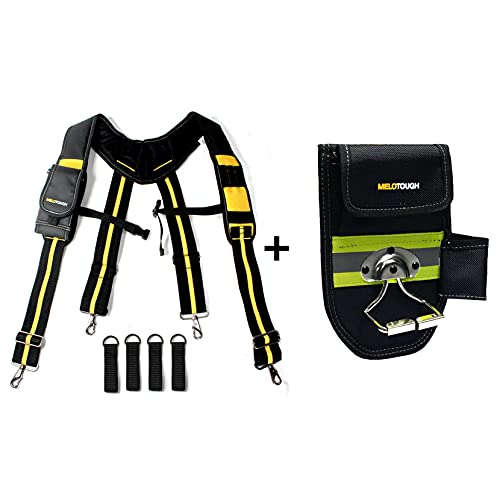 1 PACK Heavy Duty Work for Carpenter Electrician Work Suspension Rig + 1 PACK Hammer Holder for Tool Work Belt Swivel Snap