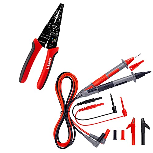 KAIWEETS Soft Silicone Electrician Test Leads Kit and Heavy Duty Wire Stripper