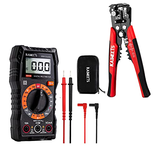 KAIWEETS Digital Multimeter with Case, DC AC Voltmeter, Ohm Volt Amp Test Meter and Continuity Test Diode Voltage Tester | Wire Stripper - 3 in 1 Automatic Self Adjusting Wire Stripping Tool