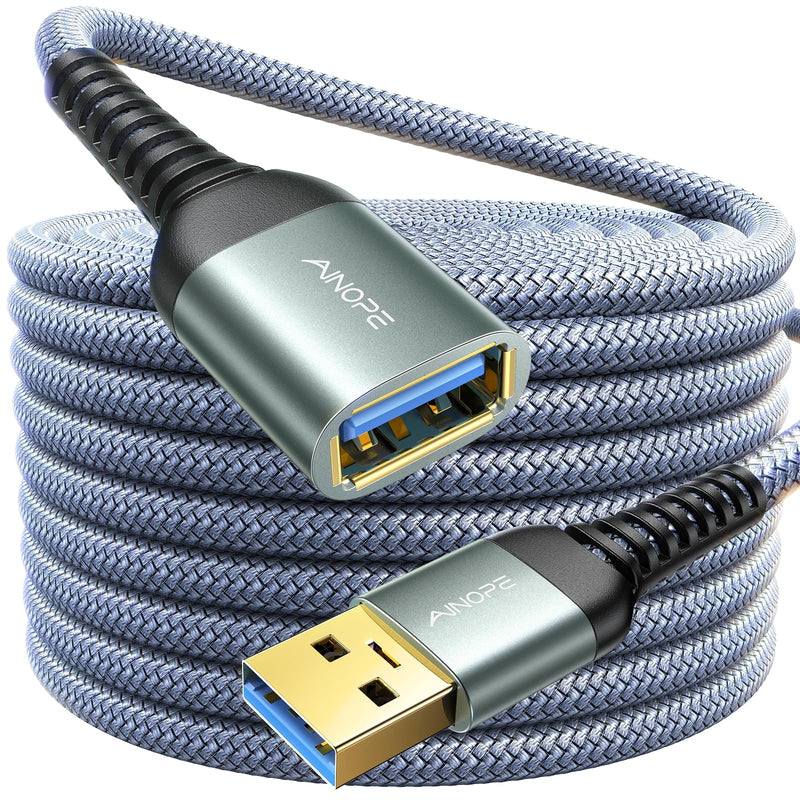 AINOPE USB Extension Cable,USB Extender,USB 3.0 Extension Cable, Male to Female Cord High Data Transfer Compatible with Webcam,USBKeyboard,Flash Drive,Hard Drive,Printer,20FT,Grey 20FT Grey