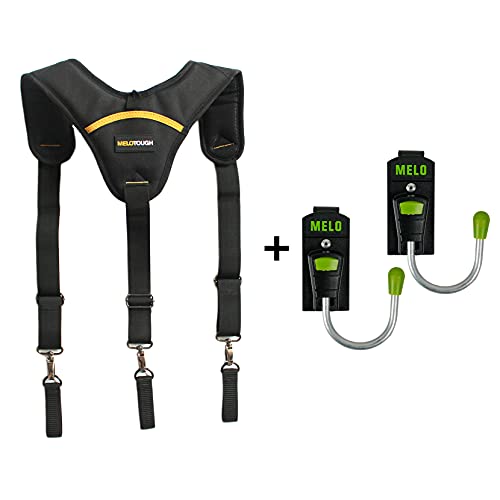 MELOTOUGH 1 PACK Tool Belt Suspender Durable Construction Suspender for Men + 2 PACK Tool Holster Cordless Drill Holster/Hook Single