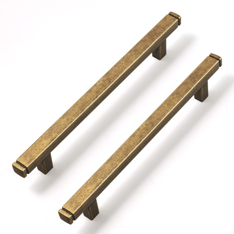 Goo-Ki Vintage Metal Drawer Handles 5 in (128mm) Hole Centers Straight Bar Pull,6-Pack Metal Solid Cabinet Handles for Kitchen Cabinets and Dresser Drawers 1814-128-GT 5 Inch Hole Centers 6 Pack Antique Brass