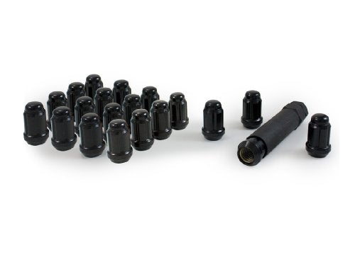 Small Diameter Spline Acorn Lug Nuts - 3/4" & 13/16" Dual Hex Key - 1/2"-20 Thread Size - Black Finish - Set of 20 (K5CS-00012BGR) 1/2-20 Sm Dia Spline Acorn Closed End 20 Lugs