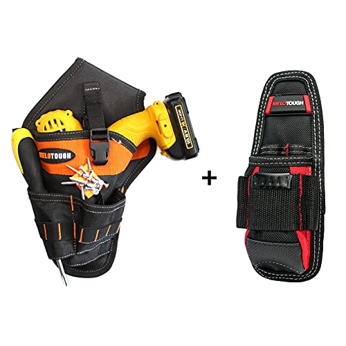 MELOOTUGH Impact Driver Holster Drill Holster for Tools and Drill bits + Small Technician's Pouch, Min Electrical Tool Holder