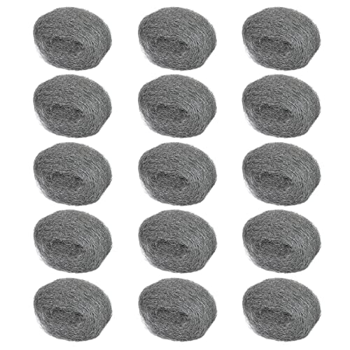 15 Pack 2.4" x9.8 ft Steel Wool for Mice Control - #3 Steel Wool Fill Fabric DIY Kit - Coarse Wire Wool Hardware Cloth - Gap Blocker Keep Mice Away from Holes, Siding, Pipeline, Vents in Garden Garage