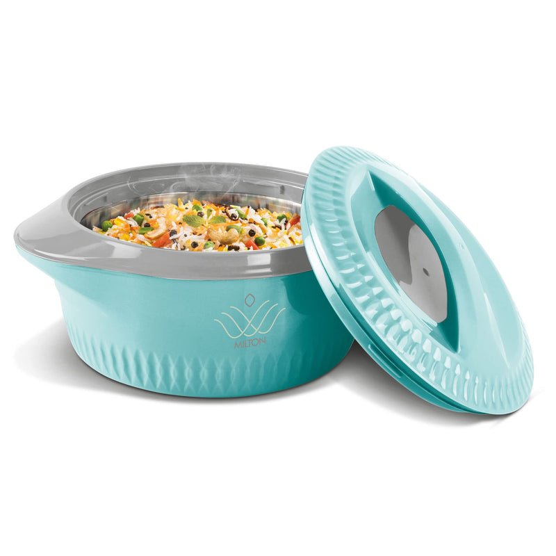 MILTON Royal 2500 Serving Casserole Double Walled Inner Stainless Steel, PU Insulated Kitchen Hot Pot, Keeps Food hot & Fresh for Roti, Biryani, 2050 ml Blue