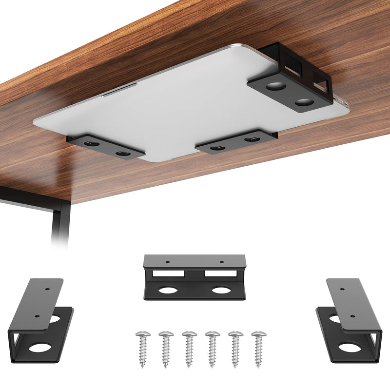 GOME Under Desk Laptop Mount Metal Bracket with Felt Board, Under Desk Laptop Tray Holder Shelf with Screws to Enhanced Stability without Headphone Hook