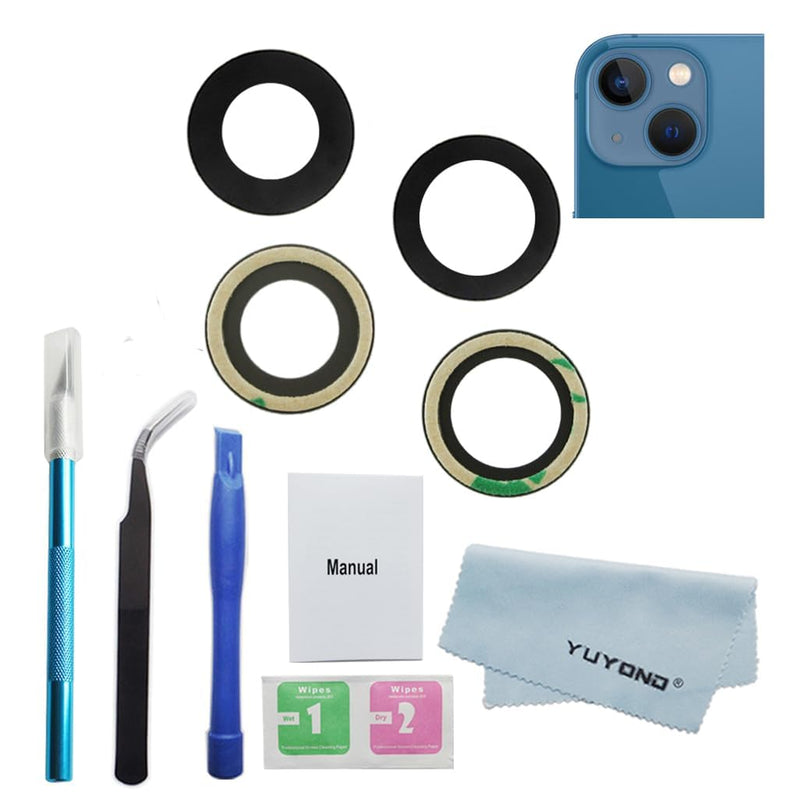 2pcs OEM Original Rear Back Camera Glass Lens Replacement For iPhone 13 and For iPhone 13 Mini With Adhesive Preinstalled Included Repair Tools (Not for 13 pro / 13 pro max) For 13 mini (5.4")/ 13 (6.1")
