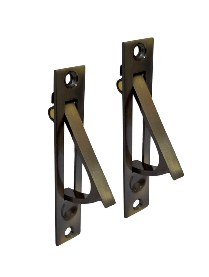 QCAA Solid Brass Edge Pull, 4", Antique Brass, 2 Pack, Made in Taiwan
