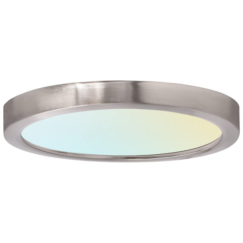 LUXRITE 7 Inch LED Flush Mount Ceiling Light Fixture, 15W, 3 Color Selectable 3000K | 4000K | 5000K, 900 Lumens, Dimmable Round LED Panel Light, Damp Rated, J-Box Installation, Brushed Nickel Trim