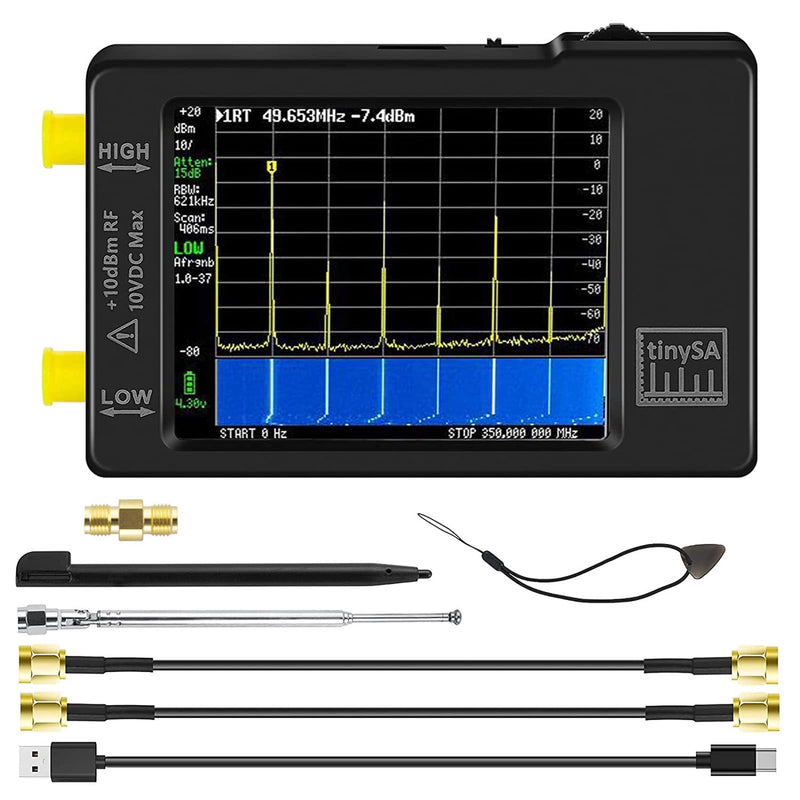 AURSINC TinySA Spektrumanalysator Handheld, V0.3.1 2,8 Zoll Touchscreen, 2-in-1 Signalgenerator 100 kHz-960 MHz MF/HF/VHF UHF-Eingang, ESD-geschützte Funktion