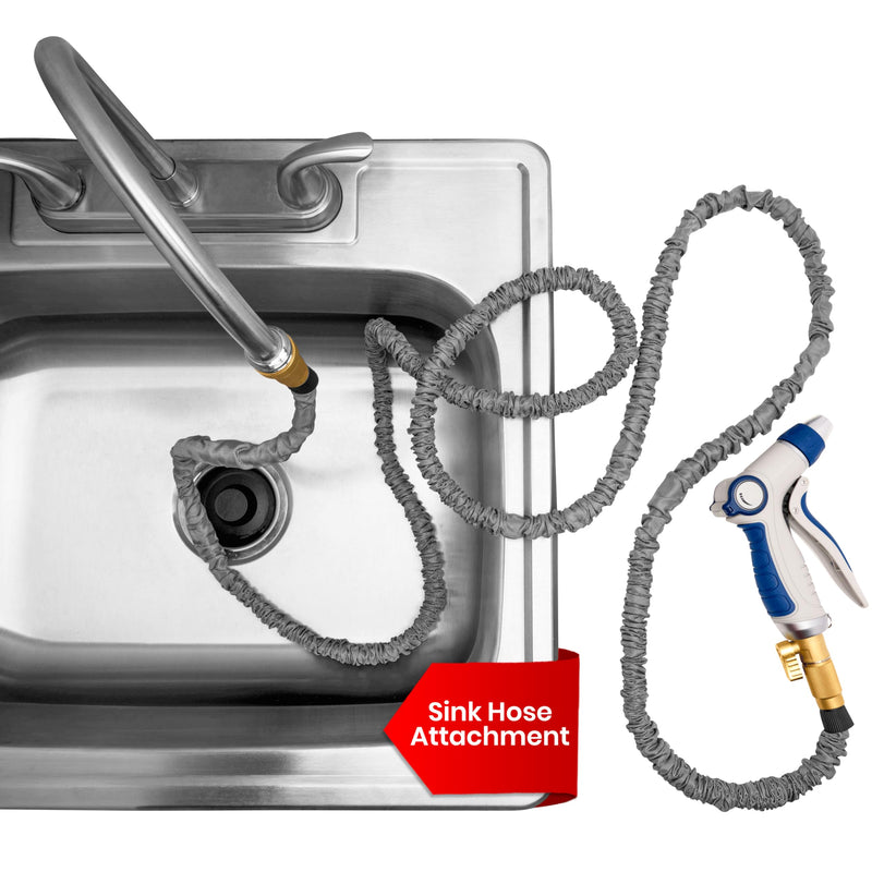 Indoor Sink Hose Attachment For Kitchen Sink or Bathroom Sink Faucet - Extra Long Utility Sink Hose (25 FT) For Watering Houseplants, Dog Washing, Household Cleaning 25 FT