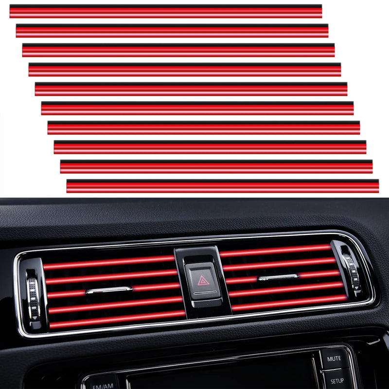 20 Pieces Universal Car Air Conditioner Vent Trim Decoration Strip Accessories, Waterproof Flexible Shiny Auto Car Vent Interior Accessories for All Air Vent Outlet (A-Red - 20 Pieces) A-Red - 20 Pieces