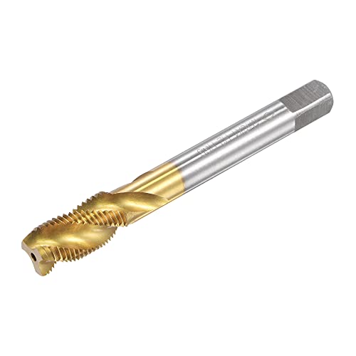 sourcing map M10 x 1 High Speed Steel Spiral Groove Tap | Titanium Coated Machine Tap 3 Flute Tapping Tool H2 Tolerance
