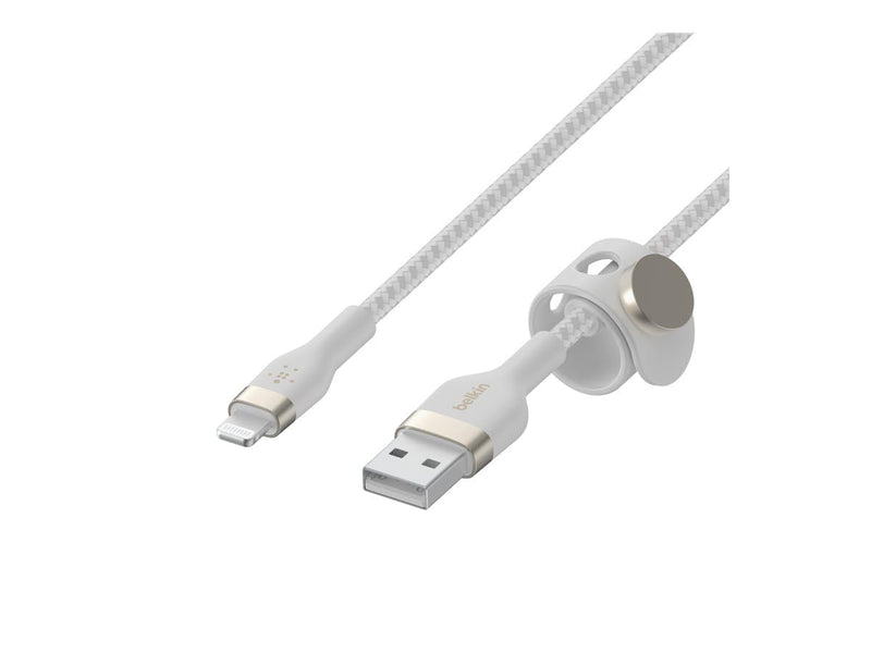 Belkin BoostCharge Pro Flex Braided USB Type A to Lightning Cable (3M/10FT), MFi Certified Charging Cable for iPhone 14, 13, 12, 11, Pro, Max, Mini, SE, iPad and More - White 3M