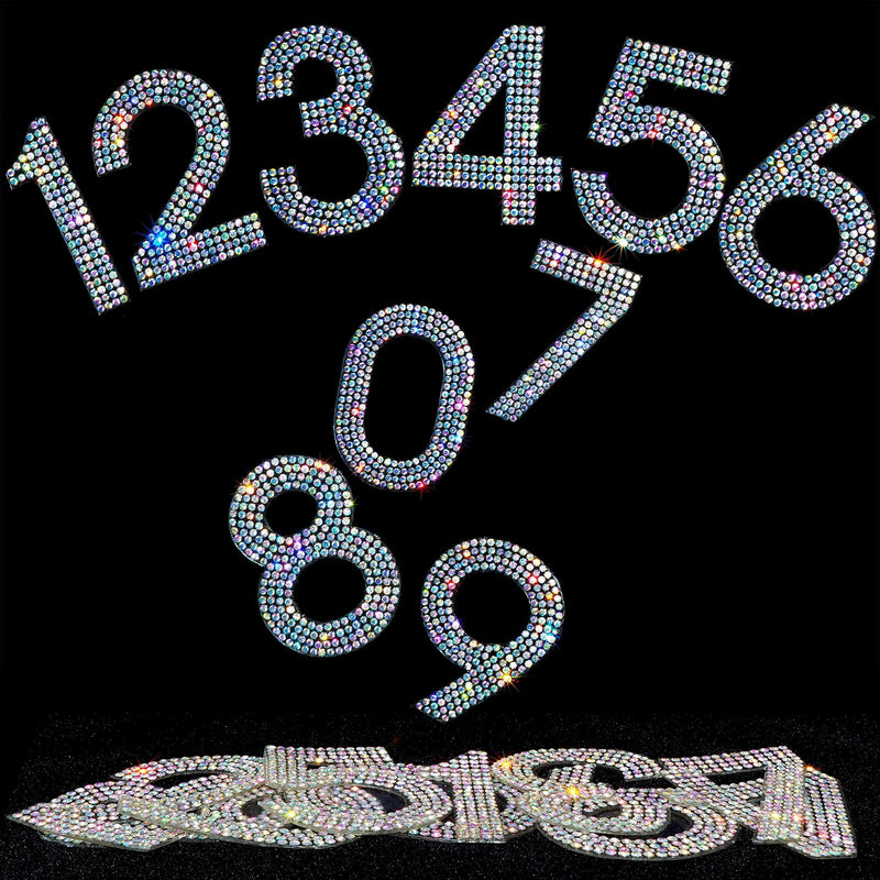 40Pcs Bling Rhinestone Numbers Self-Adhesive Glitter Number Stickers for Crafts Cars Doors Mailbox 0-9 DIY Crystal Iron-on Numbers Stickers for Clothing Decoration(Crystal AB,2.24") Crystal Ab 2.24" 40Pcs