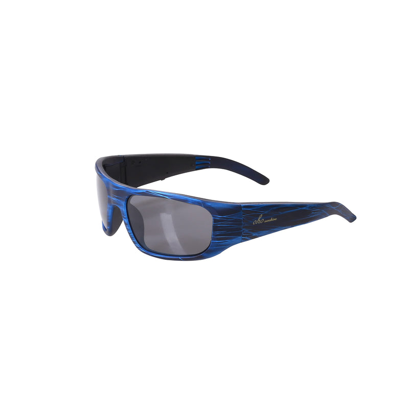 OhO Smart Glasses,Polarized Sunglasses with Bluetooth Speaker,Athletic/Outdoor UV Protection and Voice Control,Unisex(Grey Lens) Stripe Blue Frame-black lens
