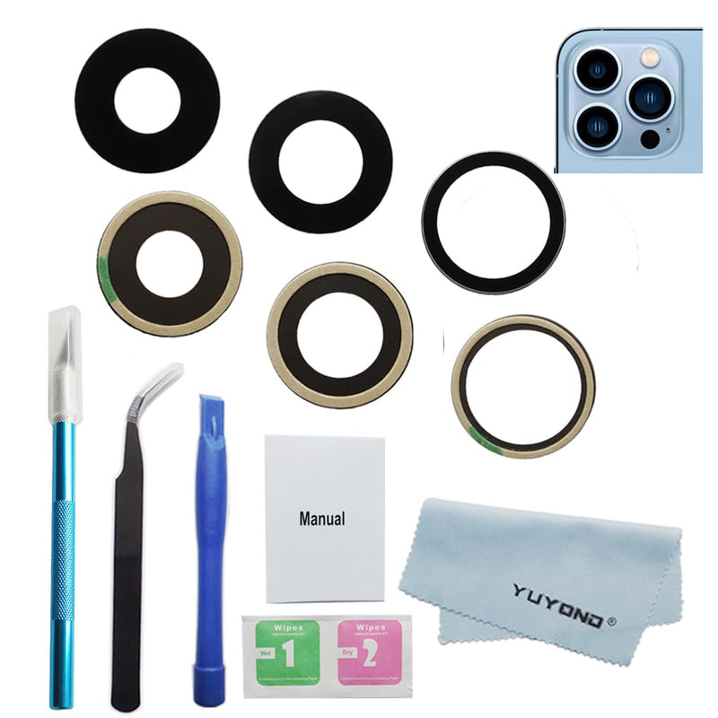 3pcs OEM Original Rear Camera Glass Lens Replacement for iPhone 13 Pro and for iPhone 13 Pro Max with Adhesive Preinstalled and Repair Tools Kit (for 13 Pro 6.1" / 13 Pro Max 6.7") For 13 Pro 6.1" / 13 Pro Max 6.7"