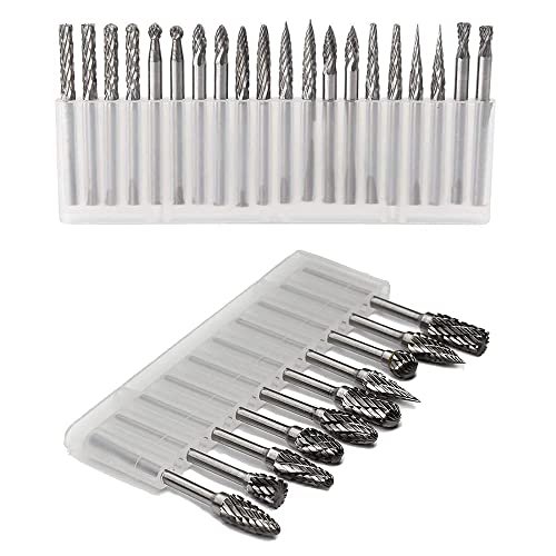 Carbide Burr Set Solid Tungsten Carbide Rotary Burrs 3mm(0.118'') Shank Fits Die Grinder Drill for Woodworking,Drilling Metal Carving Engraving Polishing