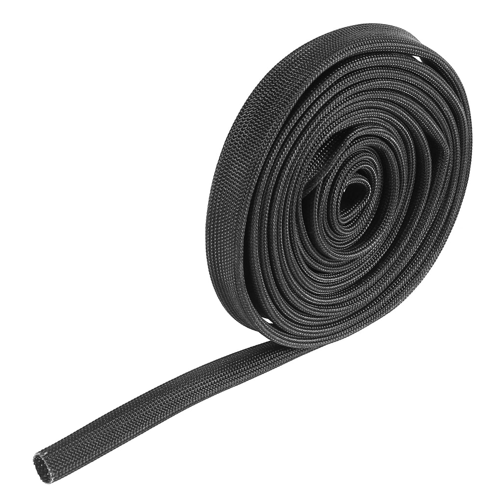 X AUTOHAUX Fiberglass Heat Wire Shield Sleeve Heat High Temp Shield Adjustable Heat Shield 10ft 10mm 3/8" Black for Car Wire Loom Protection 3/8"