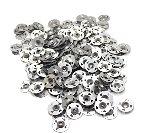 Easy Fix Washers - Pack of 200 Pieces - 28mm Diameter, KAIISSA 4-Claw Washers Nail Gaskets for Gypsum Board Extruded Plate Insulation Thermoboard Fixed Backer Boards