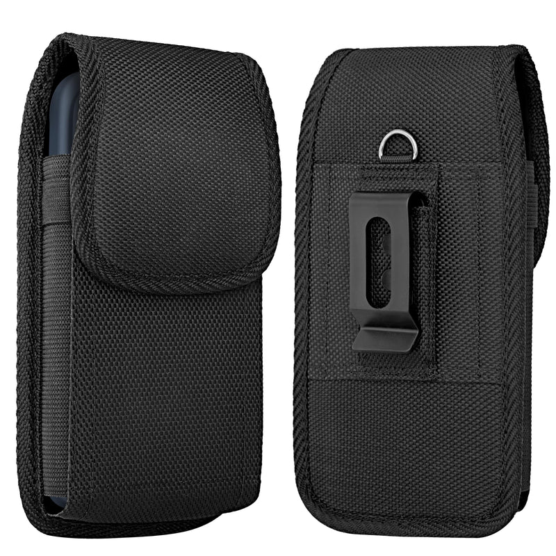 Cell Phone Holster for Samsung Galaxy S23+ Plus S22+ S21+ S20+ 10+, S20 FE, A55 A54 A53 A52 A51 Case with Belt Clip Belt Holder Pouch Carrying Cover (Fits Plus Models with Case on) Black Nylon Large
