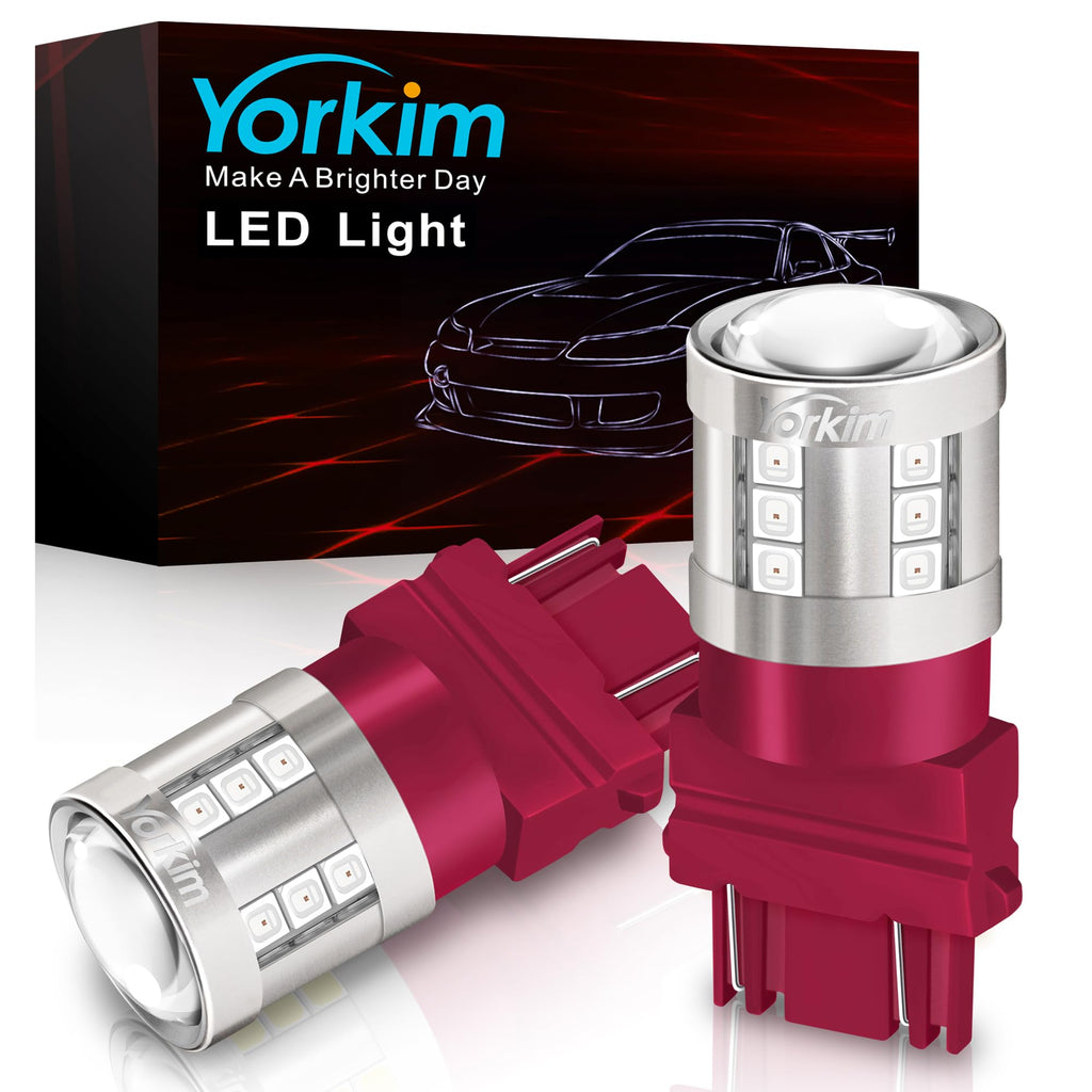 Yorkim LED Brake Light Bulb 3157 LED Bulb Red, 3156 led bulb Tail Lights with projector 3057 3056 3457 4057 4157 bulb Led Replacement Lamp for Stop Lights Brake Lights Tail Light Bulbs, pack of 2 Red pack of 2 3156 3157