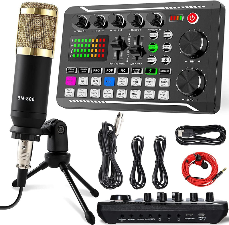 Podcast Equipment Bundle, SINWE Condenser Microphone with Tripod Stand and Professional Audio Mixer for Studio Recording Vocals, Voice Overs, Streaming Broadcast and YouTube Videos Livestream Microphone Set