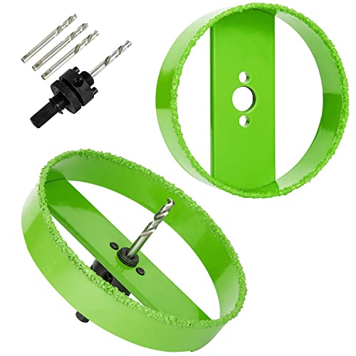 6-3/8 Hole Saw 4-3/8 Hole Saws for 4" 6" Recessed Lights, Carbide Grit Holes Saw Cutting Plaster Drywall Ceiling Sheetrock 4-3/8"&6-3/8"