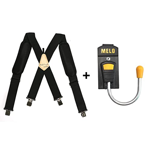 MELOTOUGH Padded Tool Belt Work Suspenders With Super Strong Clip + Tool Holster Cordless Drill Holster/Hook Single
