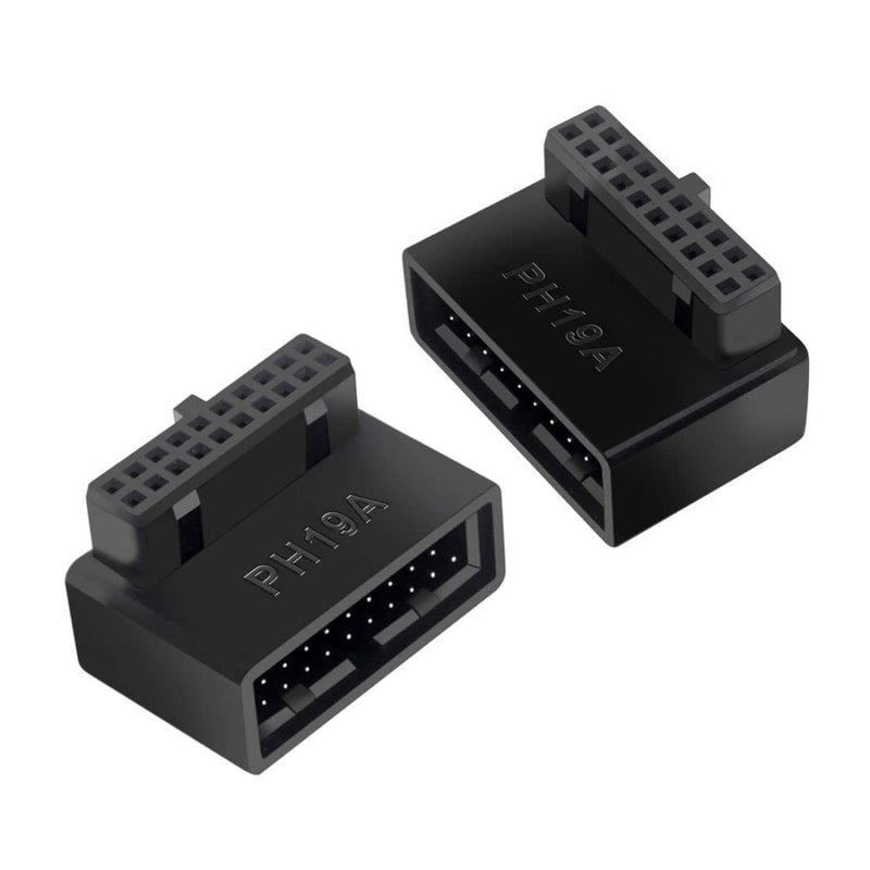 chenyang CY Motherboard USB 3.0 20Pin Male to Female Extension Adapter Up & Down Angled 90 Degree Overmold 1Set/2Pcs BLACK 2PCS ADAPTER-USB3.0-20PIN